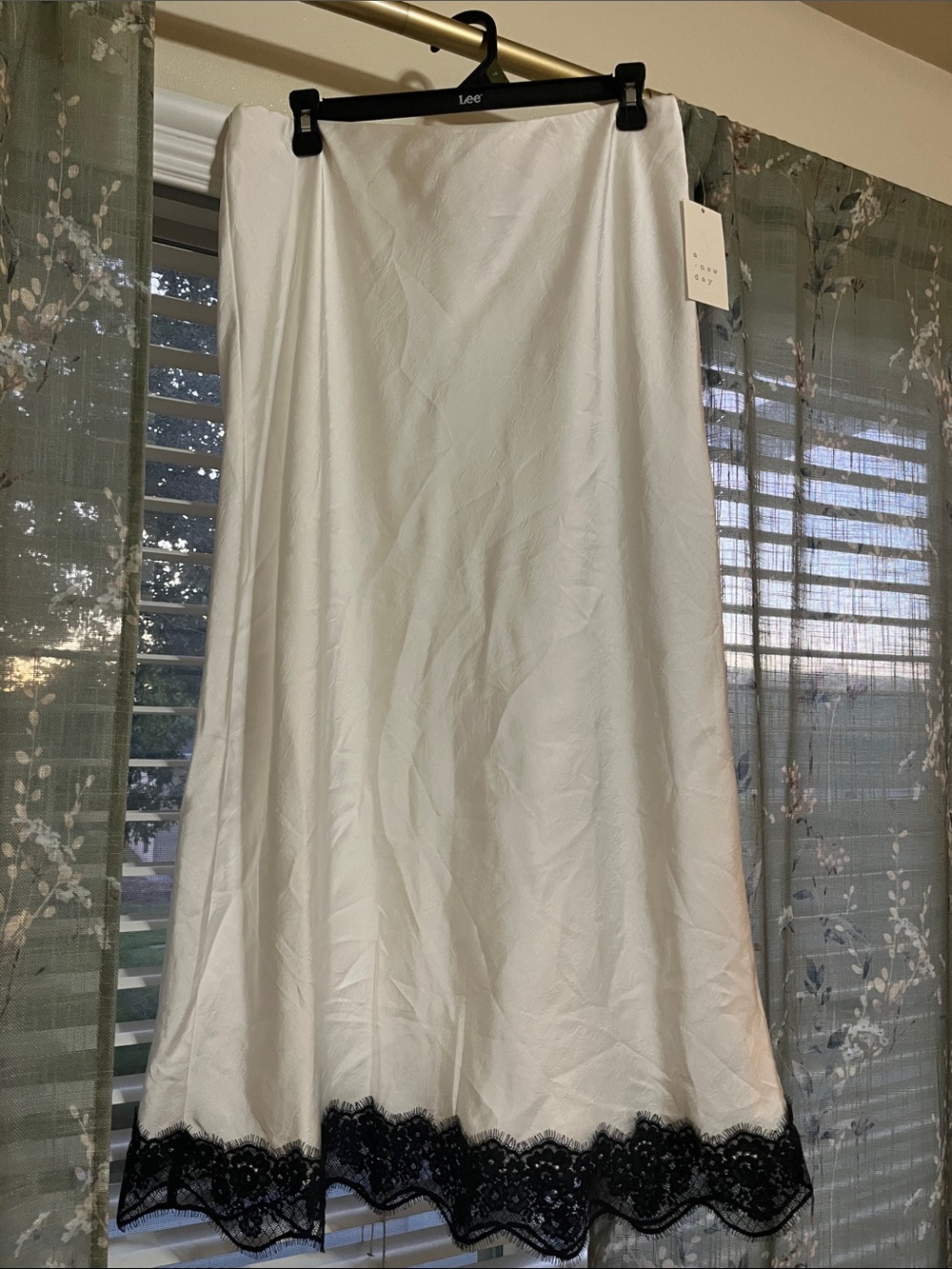 a new day White A-Line Skirt with Black Lace Hem